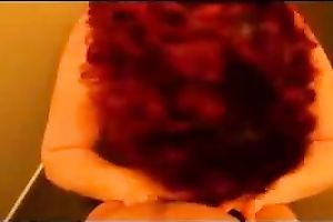 Redhead mama sucks my dong untill it explodes with ball batter on her titties