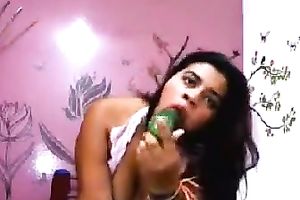 Chubby exotic hottie shows her love muffins and arse for the web camera