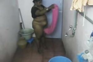 Indian fattie disrobes and takes a shower in hidden livecam video