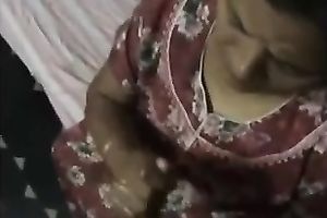 My bootylicious Indian dark brown strokes my BBC with her hands