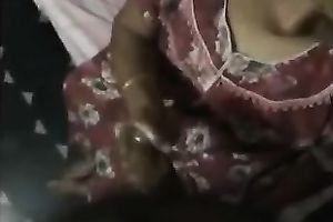 My bootylicious Indian dark brown strokes my BBC with her hands