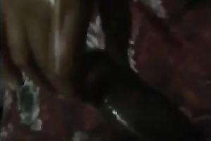 My bootylicious Indian dark brown strokes my BBC with her hands