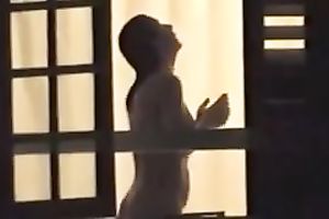 Spying on my priceless looking neighbour with merry wobblers showering