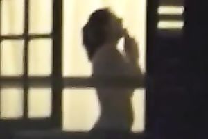 Spying on my priceless looking neighbour with merry wobblers showering