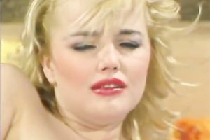 Horny as fuck floozy in nylons receives a load of cum