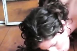 Curly chick Subrina demonstrates deepthroat engulfing skills