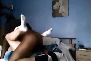 Black fellow with my white white wife makes her sweat hard in daybed