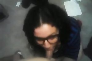 Horny dark brown co-worker sucks my prick devotedly in POV video