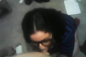 Horny dark brown co-worker sucks my prick devotedly in POV video