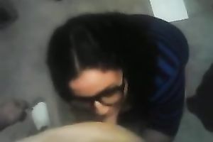 Horny dark brown co-worker sucks my prick devotedly in POV video