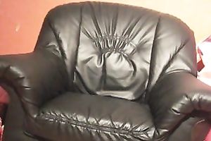 Brunette fattie toys her love tunnel and arsehole in the living room