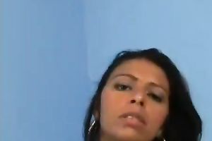 Palatable Latin brunette hair sucks 2 ramrods like a hungry whore