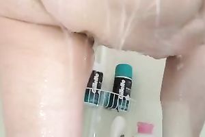 Washing my large natural mounds, muff and giant booty