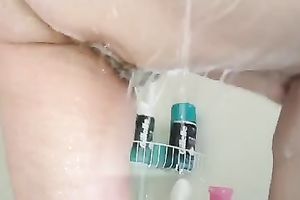 Washing my large natural mounds, muff and giant booty