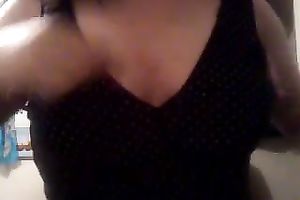 Lovely dilettante large boobies on web camera flashed and squeezed