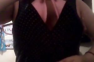 Lovely dilettante large boobies on web camera flashed and squeezed
