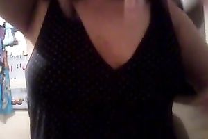 Lovely dilettante large boobies on web camera flashed and squeezed