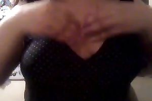 Lovely dilettante large boobies on web camera flashed and squeezed