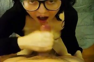 Filthy floozy with jet black hair has serious oral sex skills