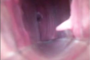 My GF plays with a speculum and shows her fur pie close up for the livecam