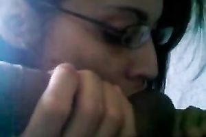 Nerdy coed sucks my hard rod deepthroat in non-professional homemade fuck episode