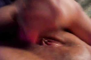 My astounding tanned girlfriend pokes her soaked wet crack with her sex toy