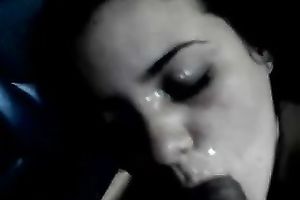 My seductive girlfriend sucks my big dark jock until this babe gets a facial