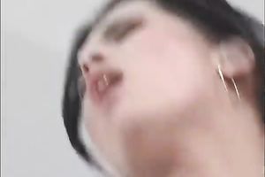 Raunchy dark brown is bouncing on her lover's 10-Pounder like a true cowgirl