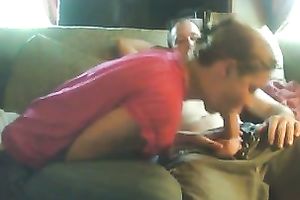 Bodacious redhead blows my rock hard shlong in front of a camera