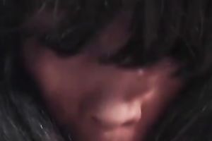 Brown skin hungry housewife getting a large load of cum on her face