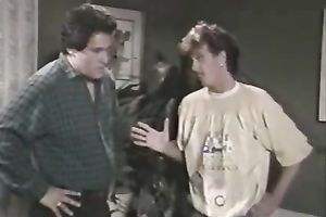 Two ballsy fuckers have a fun banging hirsute golden-haired whore