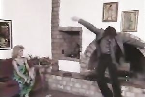 Two ballsy fuckers have a fun banging hirsute golden-haired whore