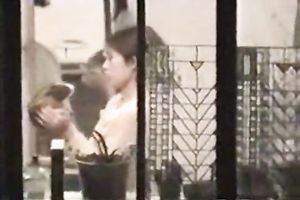 A spy clip showing a horny white wife drying her hair totally nude