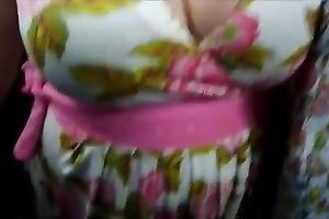 Hidden webcam video with an non-professional milf exposing her cleavage