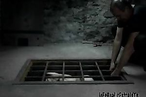 Mei deepthroats a sex-toy during the time that being handcuffed in a pillory