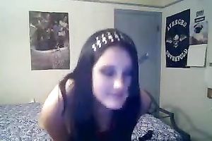 Sexy legal age teenager on web camera for her ally exposing her love muffins and her wet crack