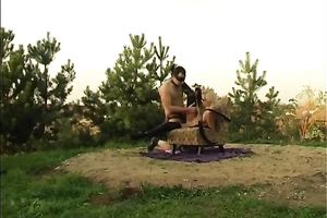 Hot slut in her hawt leather boots receives gangbanged hard