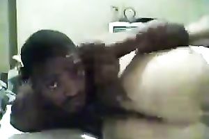 Tickling the butthole of my white large butt black cock sluts from behind