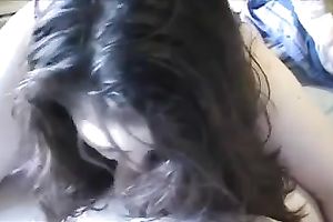 My hot brunette hair hotwife shows her blowjob skills to me in POV video