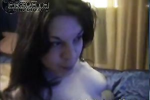 Brazen dark brown playgirl from Russian Federation positions on webcam previous to blowing wang