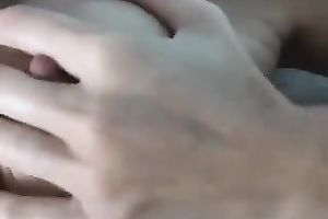 Extravagant brunette hair sexy legal age teenager is stripped playing in her sofa