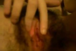Close up homemade clip with my husband fingering her bushy slit
