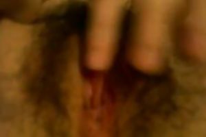 Close up homemade clip with my husband fingering her bushy slit