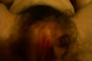 Close up homemade clip with my husband fingering her bushy slit