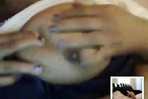 Fat swarthy doxy plays with her tits and fingers her cunt in web camera solo