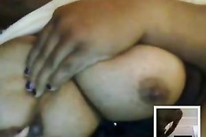 Fat swarthy doxy plays with her tits and fingers her cunt in web camera solo