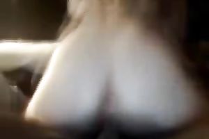 Dirty pale skin harlot rides on my large dark shaft