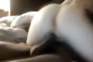 Dirty pale skin harlot rides on my large dark shaft