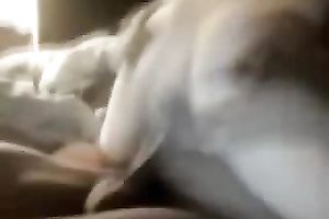 Dirty pale skin harlot rides on my large dark shaft