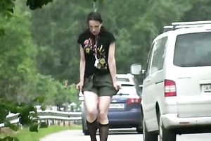 Pale skin non-professional babe from Russian Federation makes her khaki shorts moist